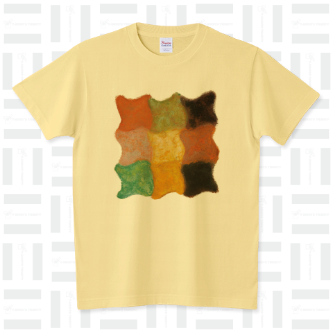 オレンジ、イエロー、グリーンの抽象画 スタンダードTシャツ(5.6オンス)