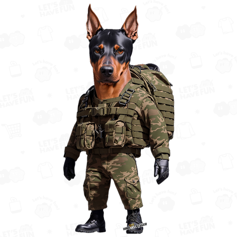 Doberman Pinscher soldier