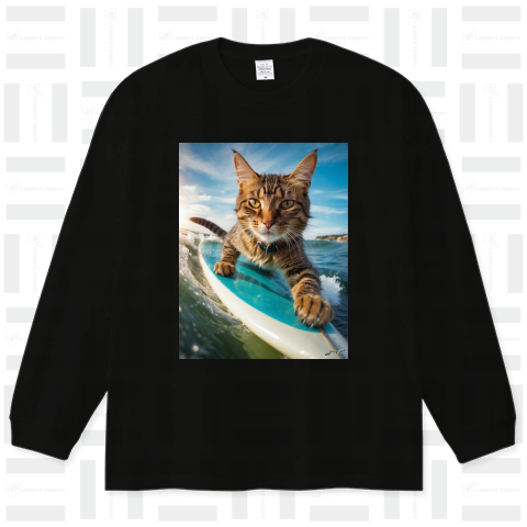 サーフィンをする猫