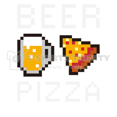 ドット絵 ビールとピザ