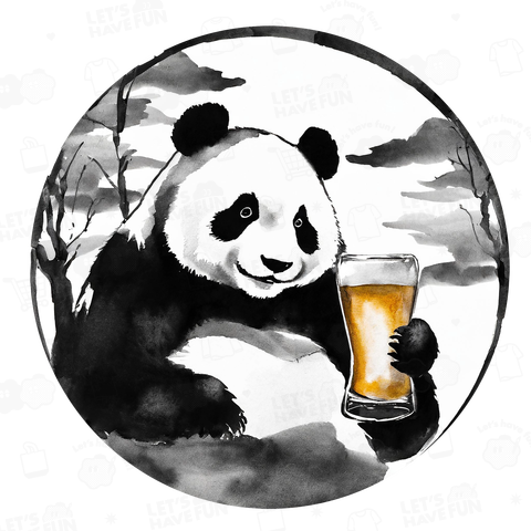 生ビールを飲むパンダ