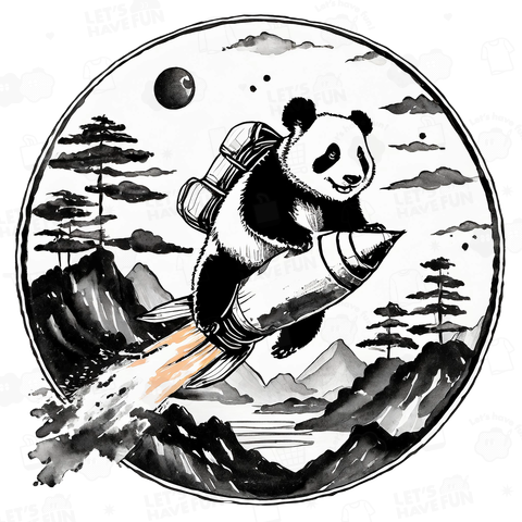 ロケットに乗るパンダ