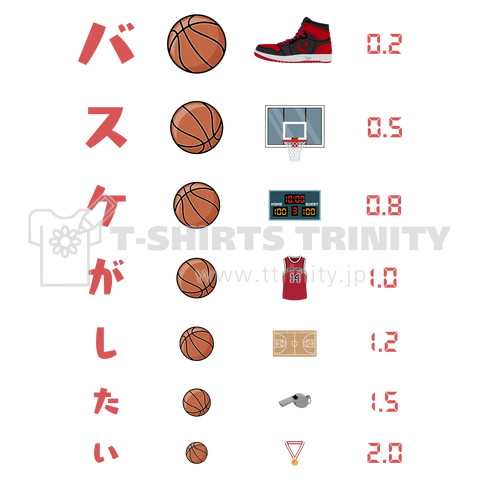 [☆両面] バスケがしたい【視力検査表パロディ】