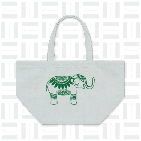 Ethnic Elephant-グリーン- ランチバッグ