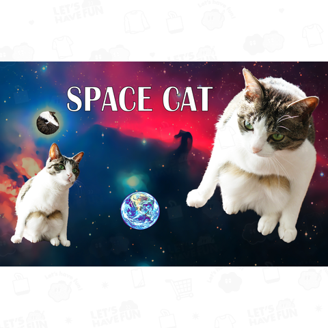 SPACE CAT 《図案位置 拡大縮小 文字入れ等 カスタマイズ可能》