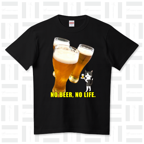 NO BEER, NO LIFE. バドキャット - イラスト《図案位置 拡大縮小 文字入れ等カスタマイズ可能》