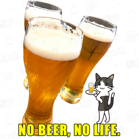 NO BEER, NO LIFE. バドキャット - イラスト《図案位置 拡大縮小 文字入れ等カスタマイズ可能》