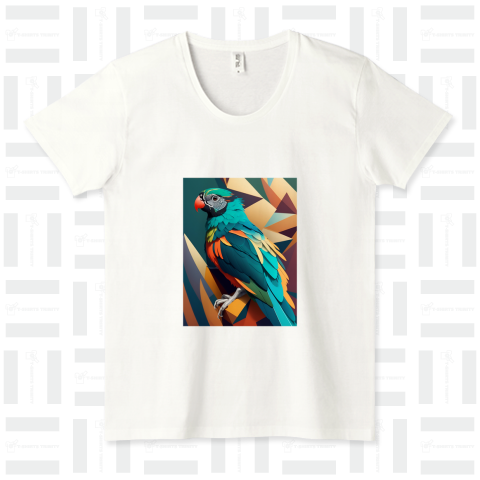 幾何学羽根 - モダンアートTシャツ