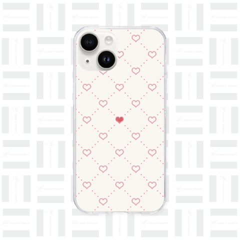 diagonal grid heart スマホケース用 iPhone14 クリアケース