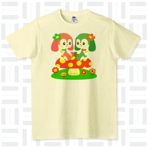 仲良しワンコちゃん  -昭和レトロ きゅきゅ堂 乙女チック- FRUIT OF THE LOOM Tシャツ(4.8オンス)