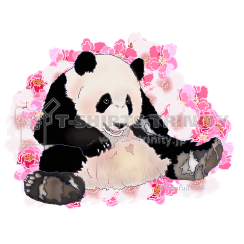 花の中の子パンダ