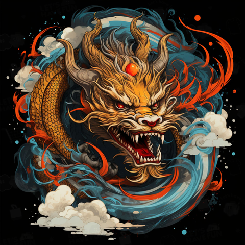 Japanese dragon god 04 バックプリント