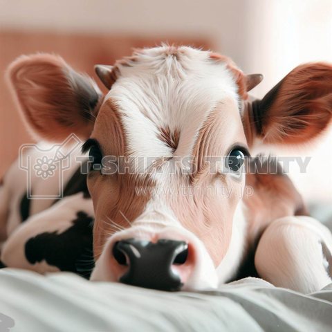 Cows lying in bed(ベットで寝転ぶ牛)