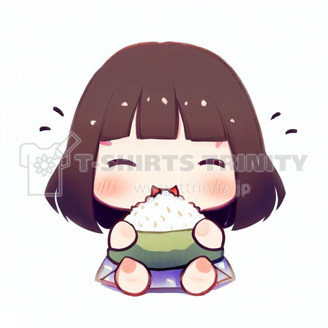 Girl eating a rice ball(おにぎり食べる女の子)
