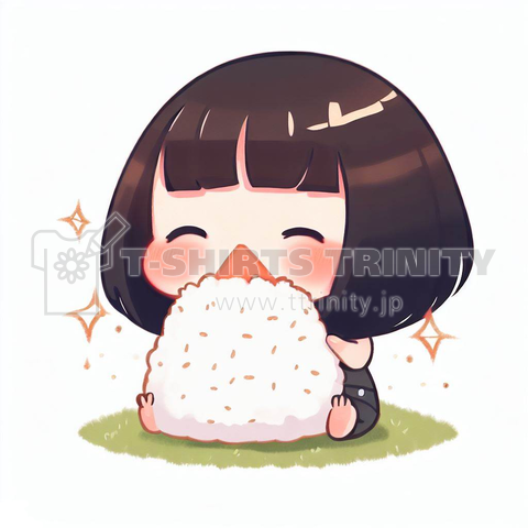 Girl eating a rice ball(おにぎり食べる女の子)