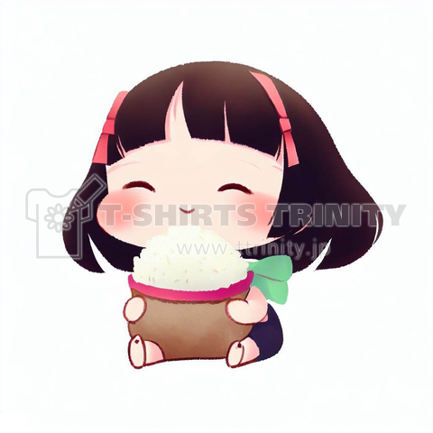 Girl eating a rice ball(おにぎり食べる女の子)