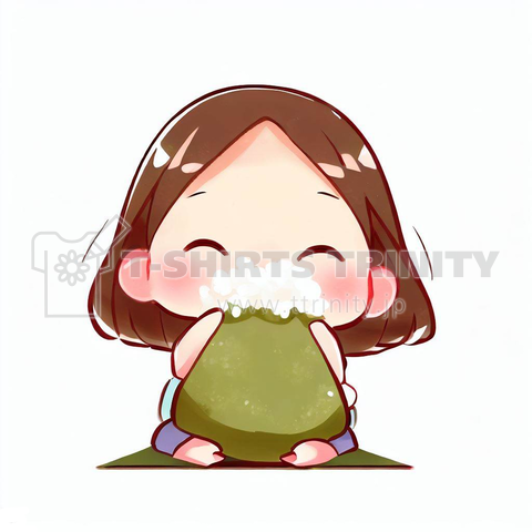 Girl eating a rice ball(おにぎり食べる女の子)