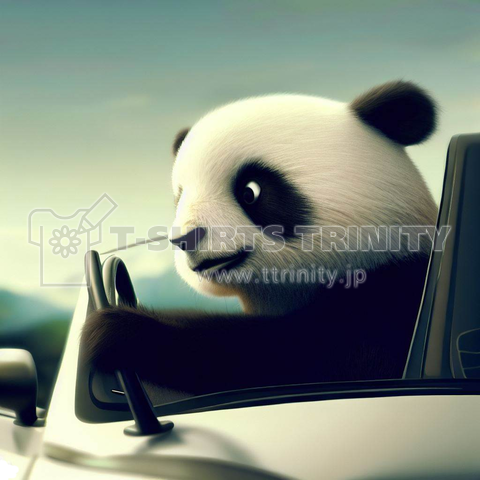 Panda driving a car(車を運転するパンダ)