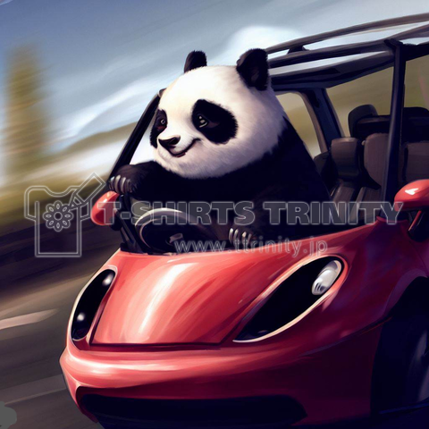 Panda driving a car(車を運転するパンダ)