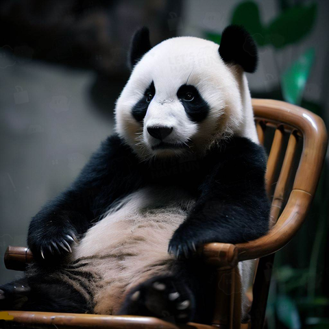 Panda sitting on a chair(椅子に座るパンダ)