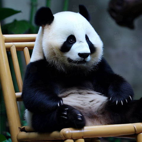 Panda sitting on a chair(椅子に座るパンダ)