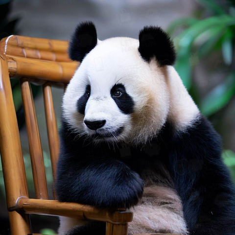 Panda sitting on a chair(椅子に座るパンダ)