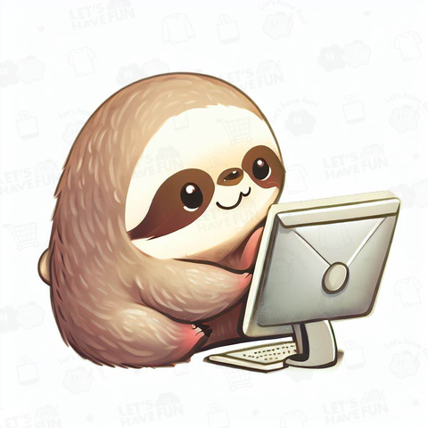 Sloth playing with a computer(パソコンをいじるナマケモノ)