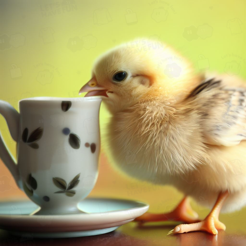 Chick drinking tea(紅茶を飲むヒヨコ)