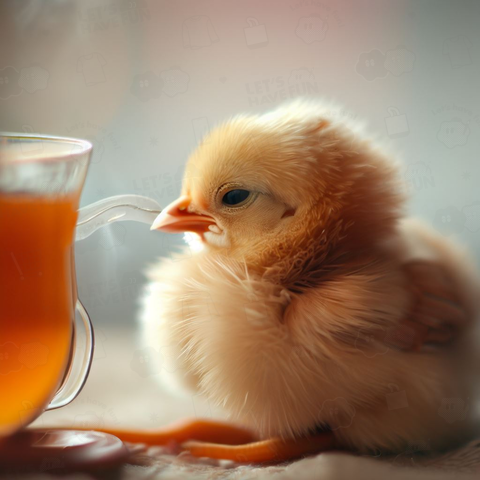 Chick drinking tea(紅茶を飲むヒヨコ)