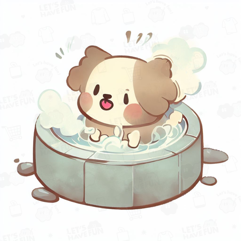 Dog bathing in hot spring(温泉に入る犬)