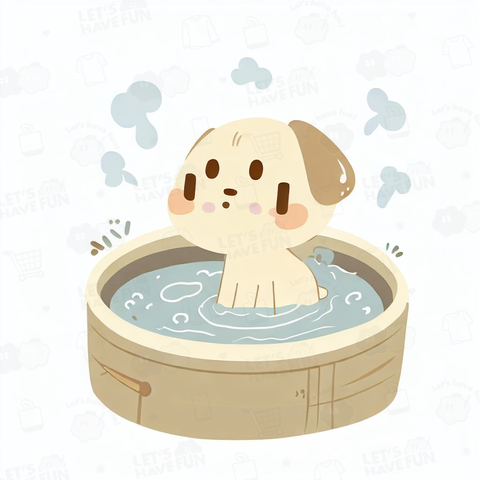 Dog bathing in hot spring(温泉に入る犬)