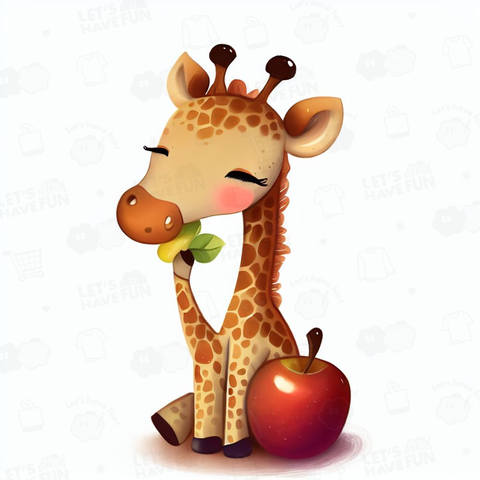 Giraffe eating apple(リンゴを食べるキリン)