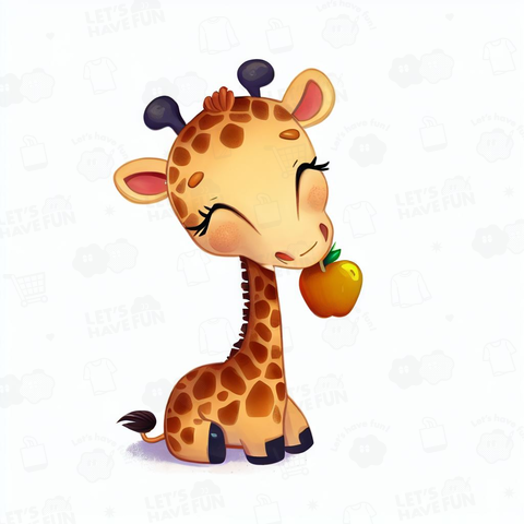 Giraffe eating apple(リンゴを食べるキリン)