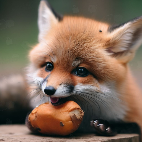 Fox eating sweet potato(サツマイモを食べるキツネ)