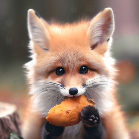 Fox eating sweet potato(サツマイモを食べるキツネ)