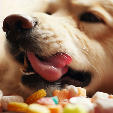 Dog eating sweets(お菓子を食べる犬)