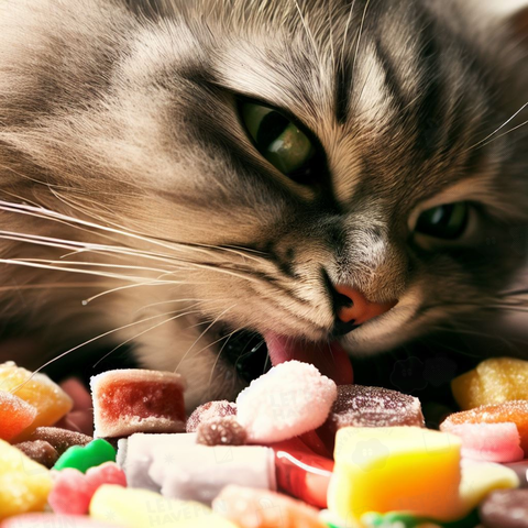 Cat eating sweets(お菓子を食べる猫)