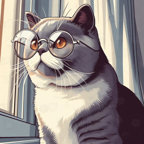 Cat with glasses(眼鏡をかけた猫)