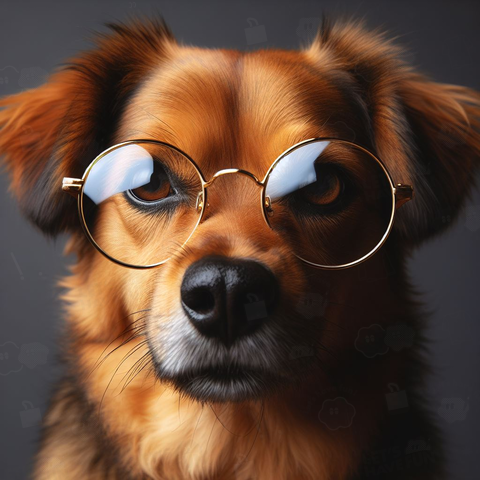 dog with glasses(眼鏡をかけた犬)