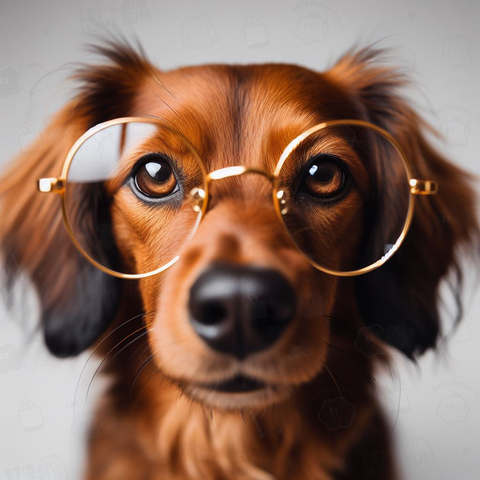 dog with glasses(眼鏡をかけた犬)