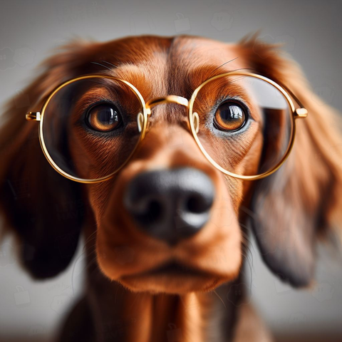 dog with glasses(眼鏡をかけた犬)