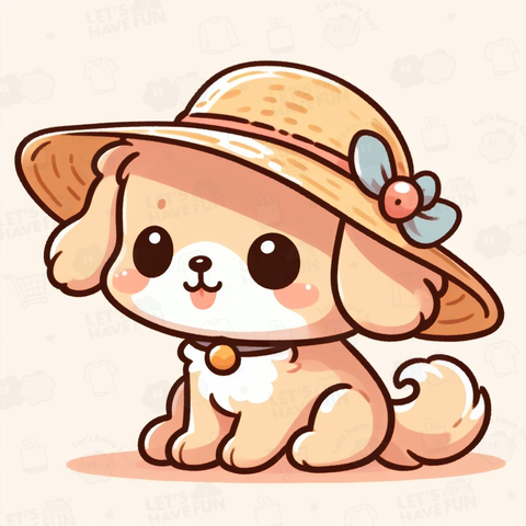dog in a straw hat(麦わら帽子をかぶった犬)