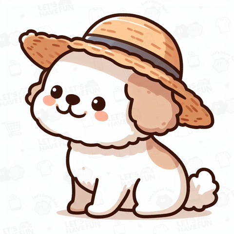 dog in a straw hat(麦わら帽子をかぶった犬)