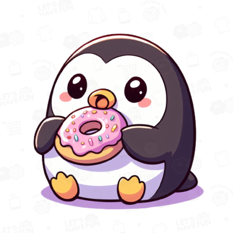 Penguin eating a donut(ドーナツを食べるペンギン)