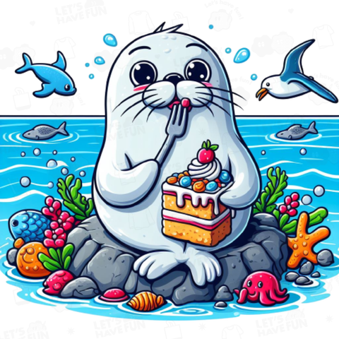 Seals eating cake(ケーキを食べるアザラシ)