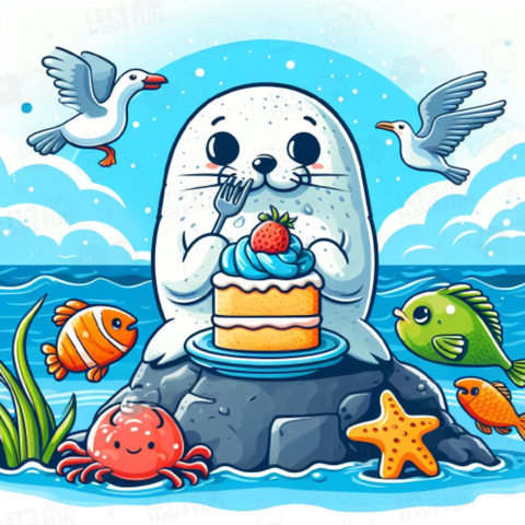 Seals eating cake(ケーキを食べるアザラシ)