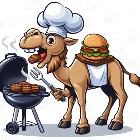 Camel eating a hamburger(ハンバーガーを食べるラクダ)