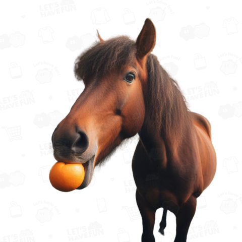 Horse eating oranges(みかんを食べる馬)