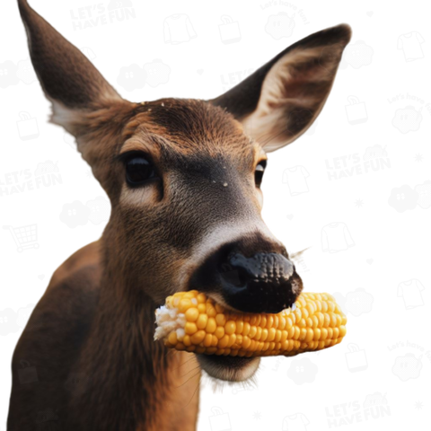 Deer eating corn(トウモロコシを食べる鹿)