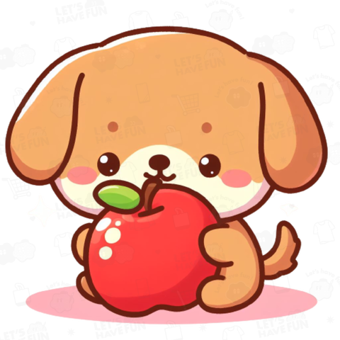 Dog eating apple(リンゴを食べる犬)